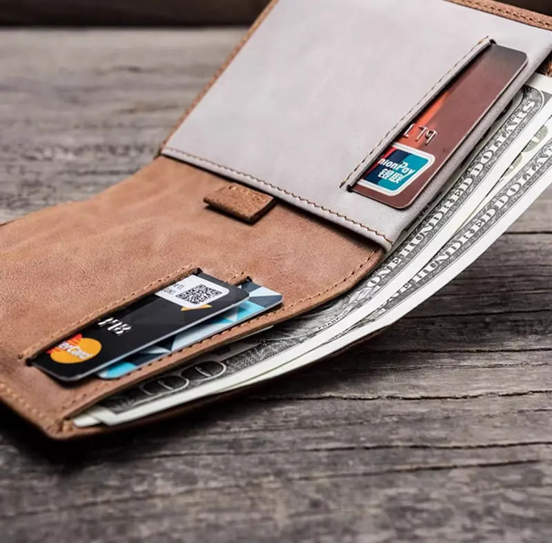 Vintage Classic Leather Slim Short Wallet Minimalist Design