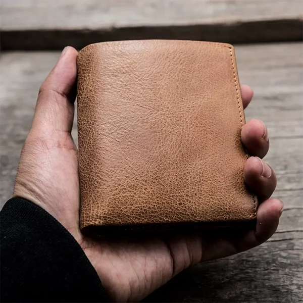 RSWL0241-z-01 Vintage Classic Leather Slim Short Wallet Minimalist Design