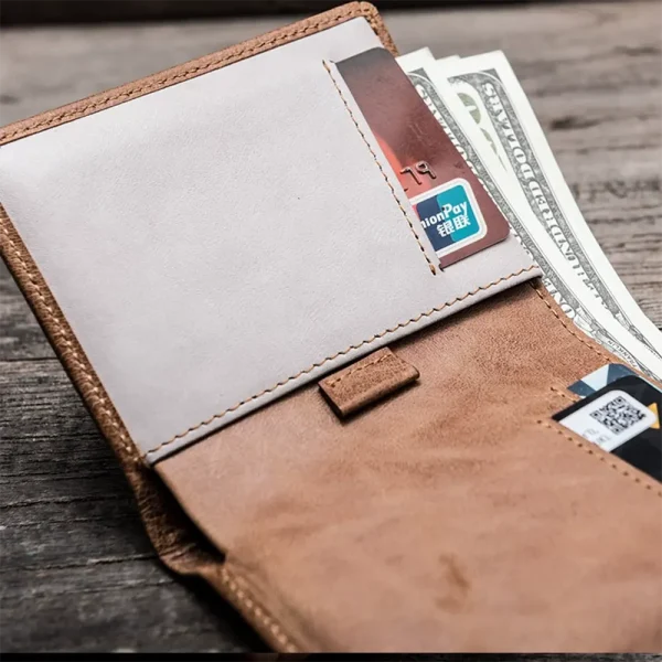 RSWL0241-z-02 Vintage Classic Leather Slim Short Wallet Minimalist Design