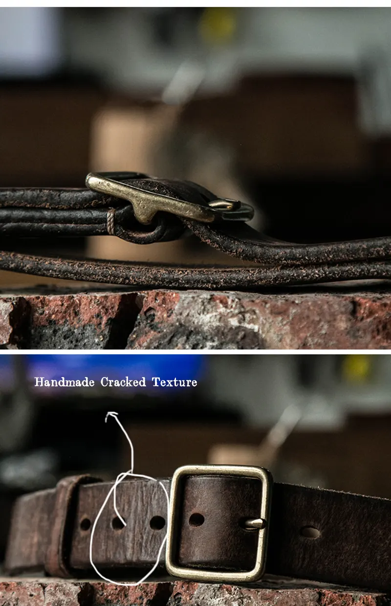 High-End Vintage Rugged Handcrafted Full-Grain Leather Belt