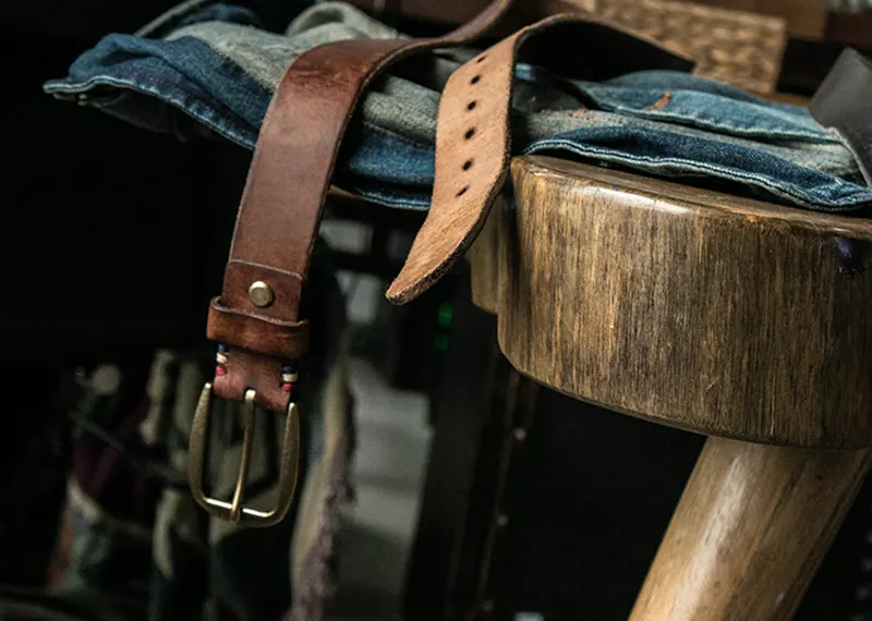Vintage Vegetable-Tanned Genuine Leather Belt with Brass Buckle