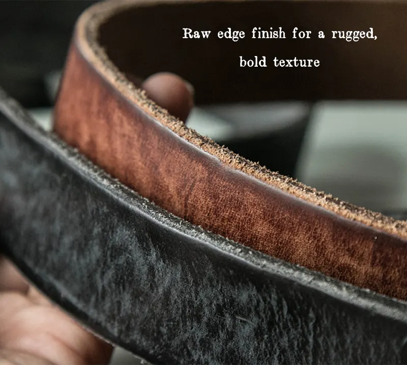 Vintage Vegetable-Tanned Genuine Leather Belt with Brass Buckle