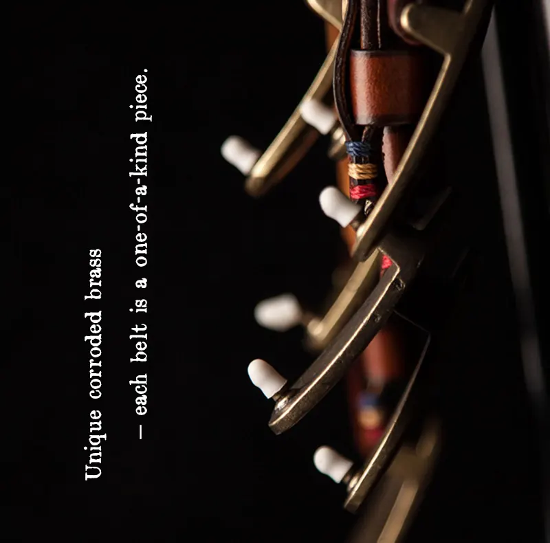 Vintage Handcrafted Leather Belt with Etched Brass Buckle