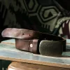 RSBE0153-z-03 Vintage Handcrafted Leather Belt with Etched Brass Buckle