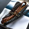Full-Grain Leather Braided Belt with Brass Buckle