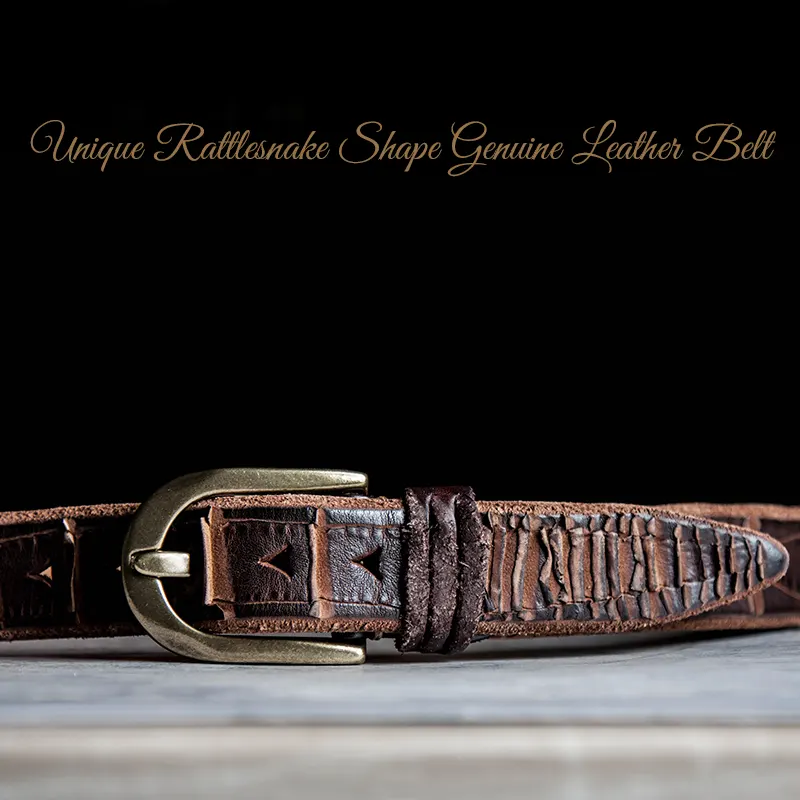 Unique Rattlesnake Shape Rugged Genuine Leather Men's Belt