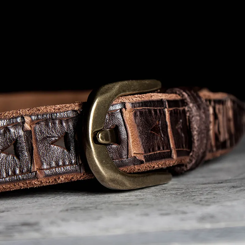 Unique Rattlesnake Shape Rugged Genuine Leather Men's Belt