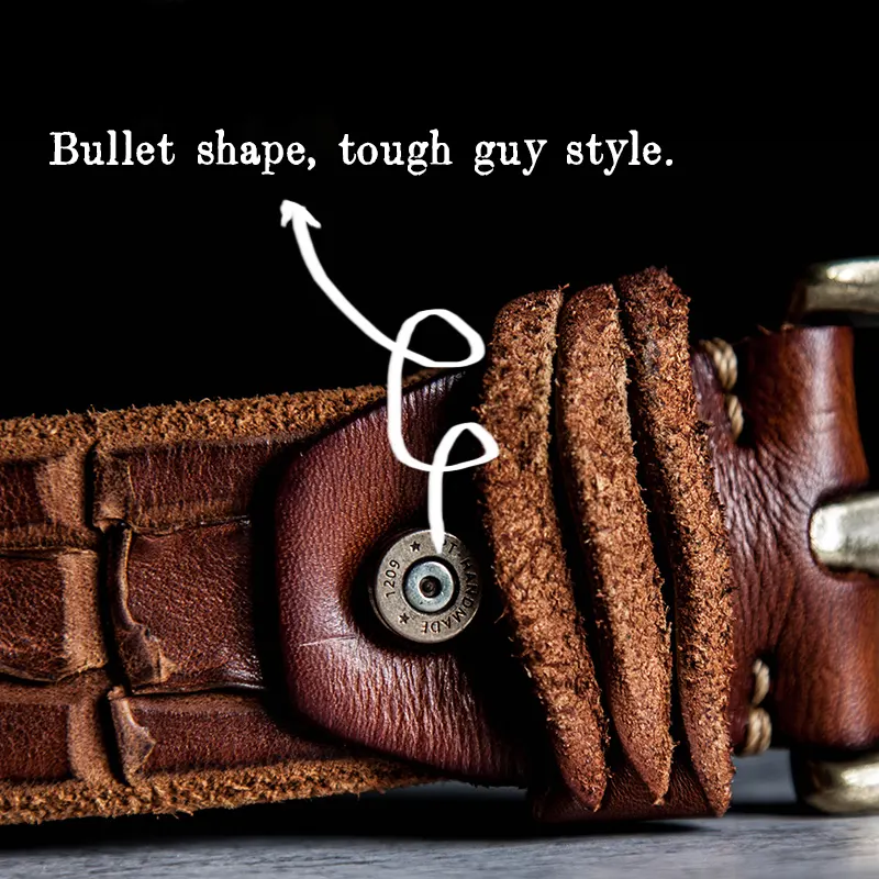 Unique Rattlesnake Shape Rugged Genuine Leather Men's Belt