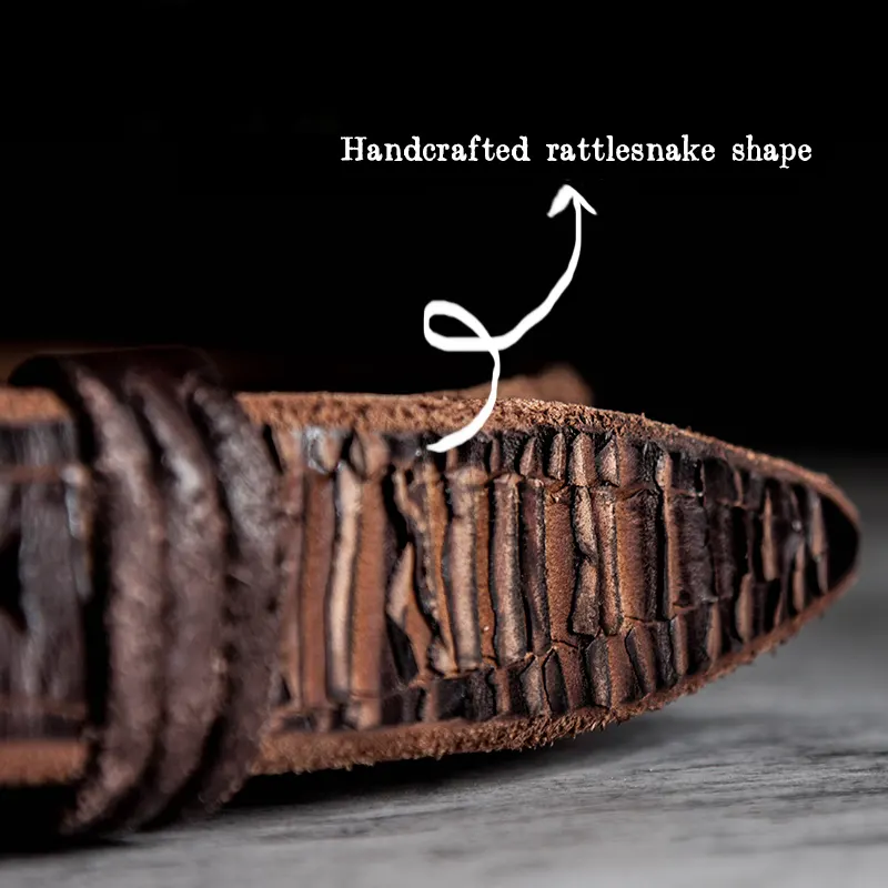 Unique Rattlesnake Shape Rugged Genuine Leather Men's Belt