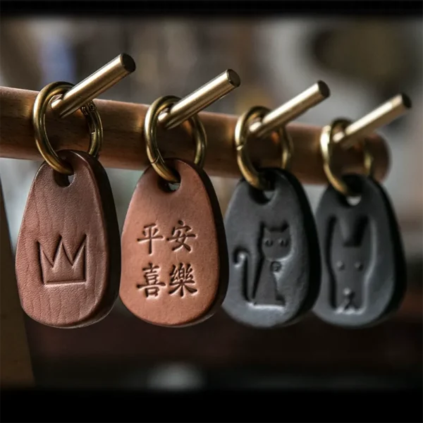 RSAS0163-z-02 Rugged Design Biker Style Handcrafted Leather Keychain