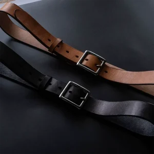 Full-Grain Leather Men's Casual Belt with Stainless Steel Buckle