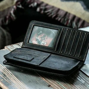 RSBE0229-z-01 Full-Grain Leather Vintage Long Zipper Large Capacity Wallet