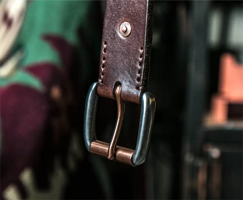 Vintage Textured Natural Vegetable-Tanned Leather Men's Belt