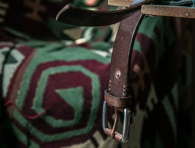 Vintage Textured Natural Vegetable-Tanned Leather Men's Belt