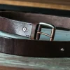 Vintage Textured Natural Vegetable-Tanned Leather Men's Belt