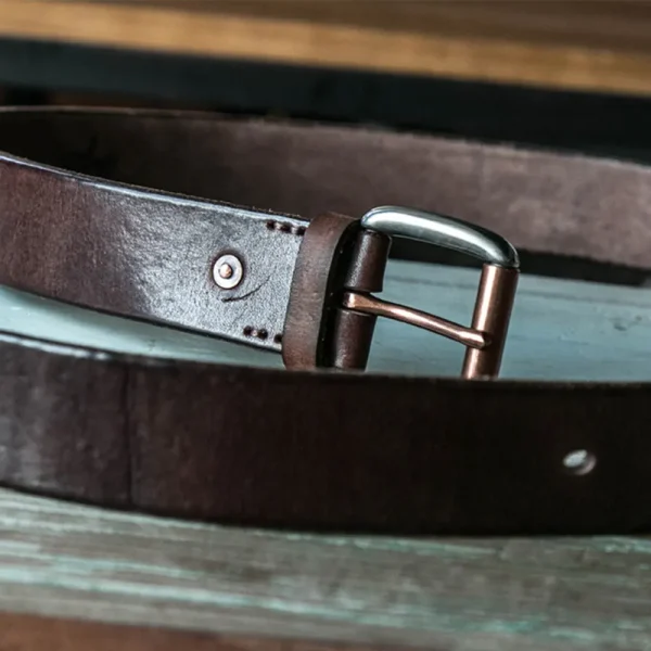 Vintage Textured Natural Vegetable-Tanned Leather Men's Belt