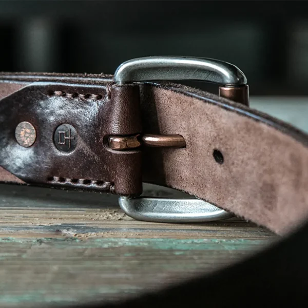 Vintage Textured Natural Vegetable-Tanned Leather Men's Belt