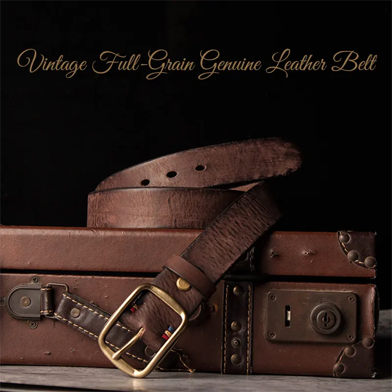 Handcrafted Vintage Men's Full-Grain Genuine Leather Belt