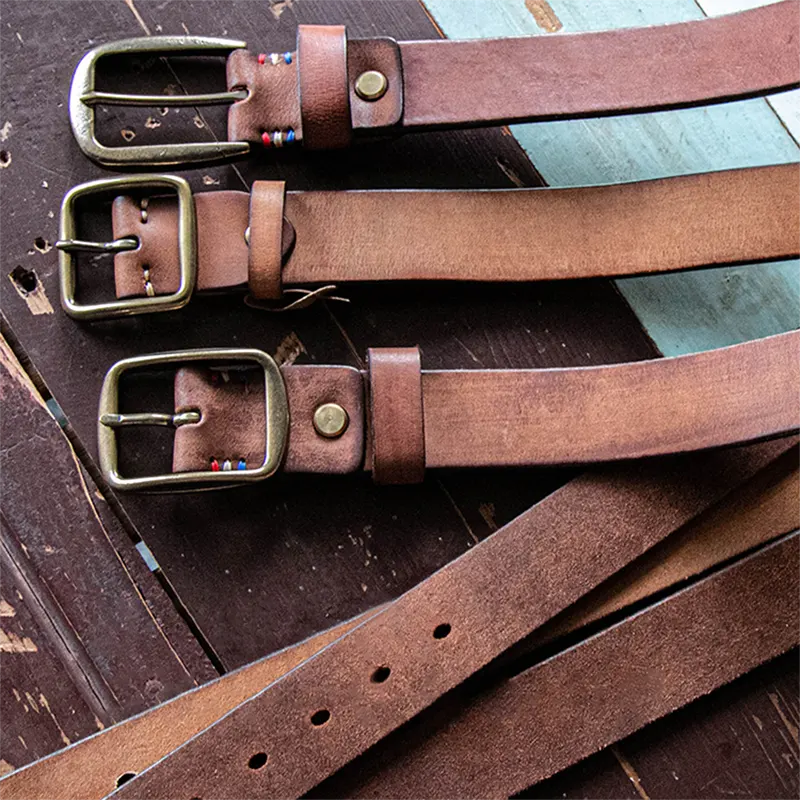 Handcrafted Vintage Men's Full-Grain Genuine Leather Belt