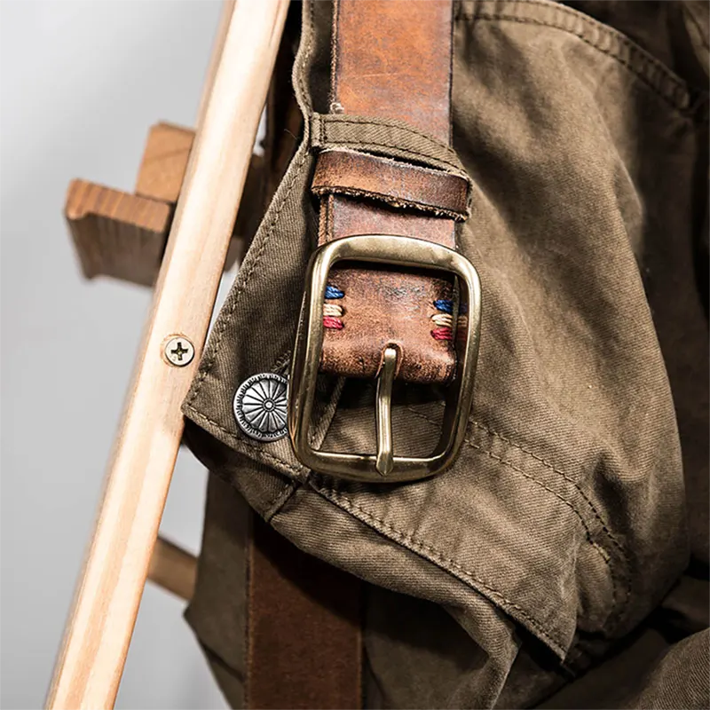 Handcrafted Vintage Men's Full-Grain Genuine Leather Belt