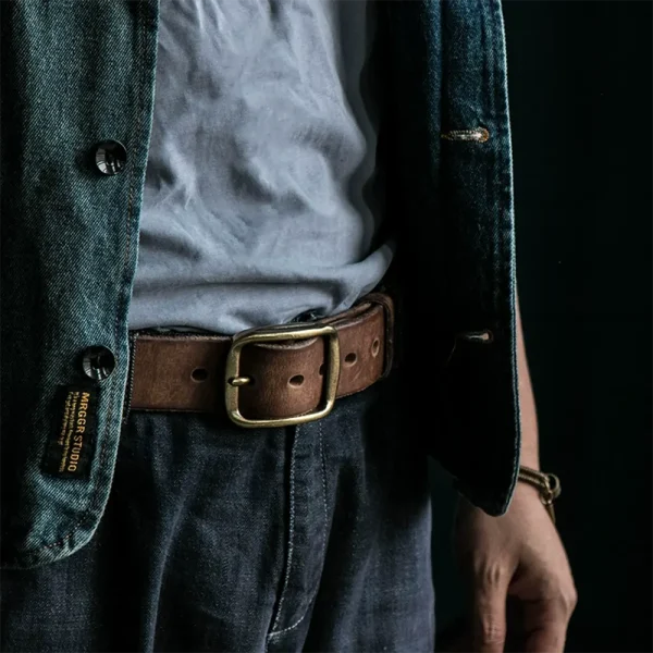 Handcrafted Vintage Men's Full-Grain Genuine Leather Belt