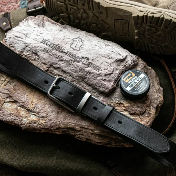 Japanese Vintage Handcrafted Full-Grain Leather Men's Belt Black