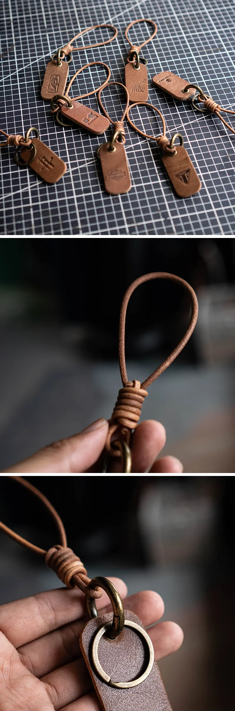 Handcrafted Leather Vintage Keychain Pendant Custom Design