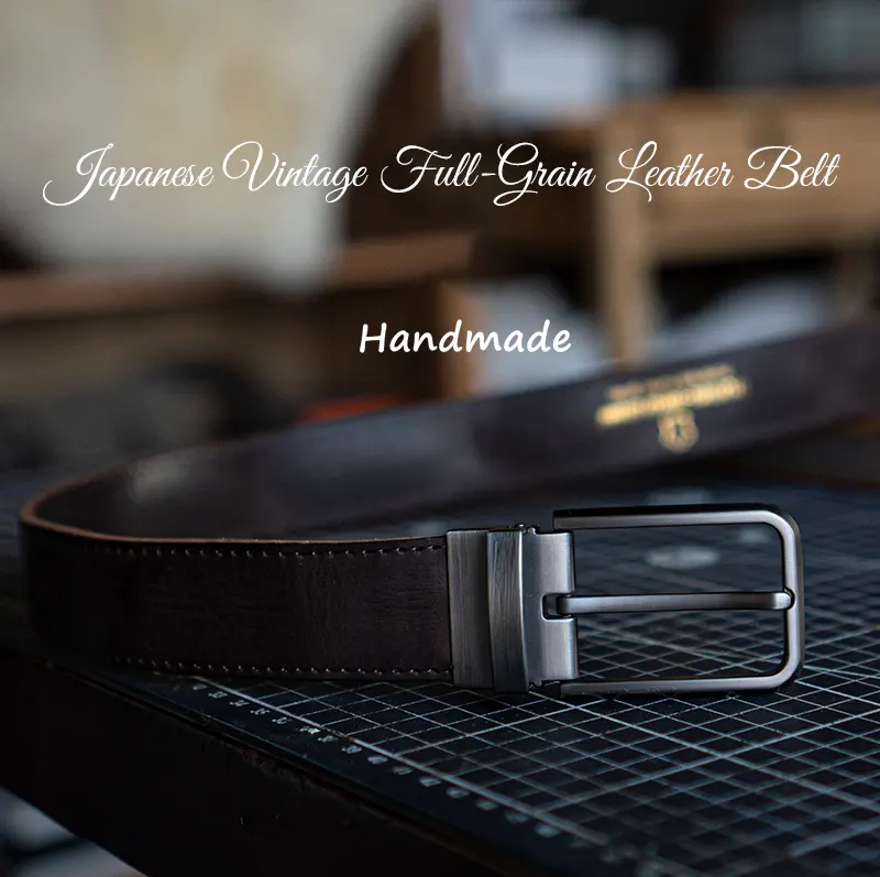 Japanese Vintage Handcrafted Full-Grain Leather Men's Belt