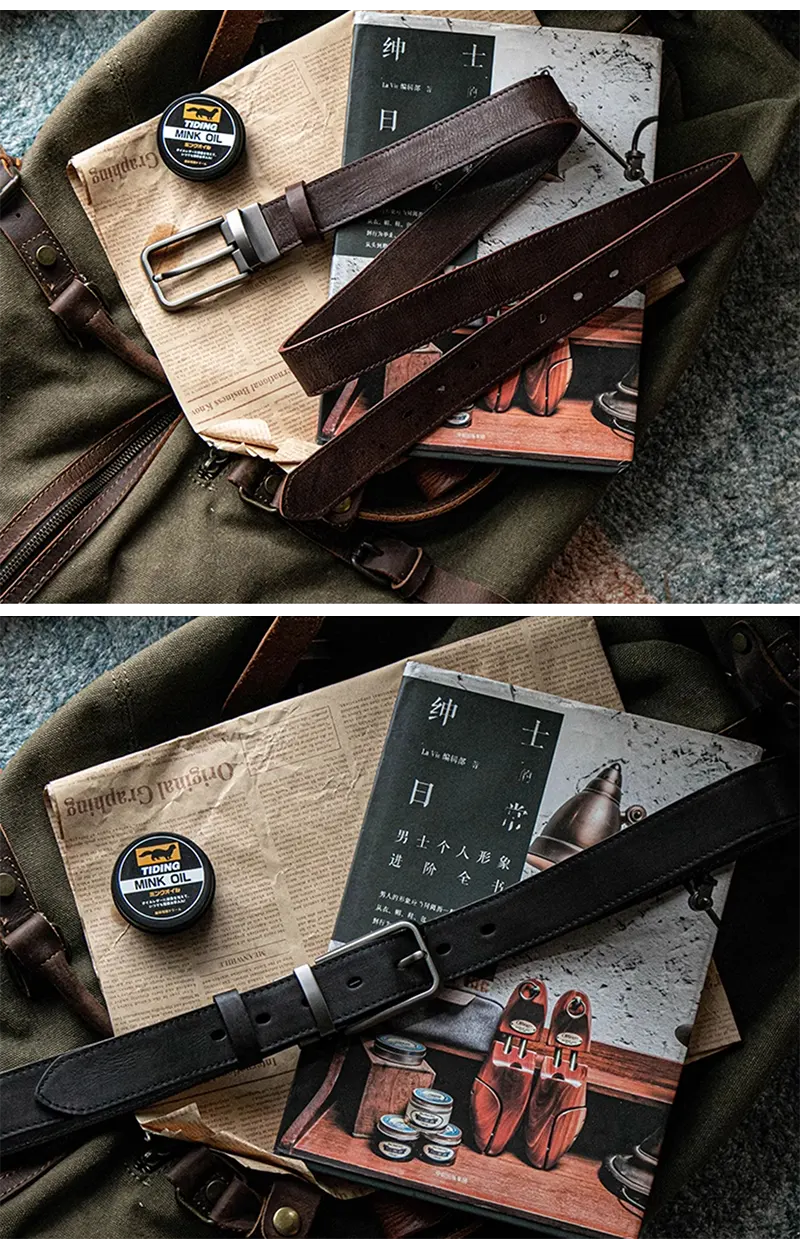 Japanese Vintage Handcrafted Full-Grain Leather Men's Belt