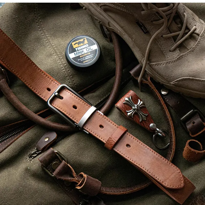 Japanese Vintage Handcrafted Full-Grain Leather Men's Belt