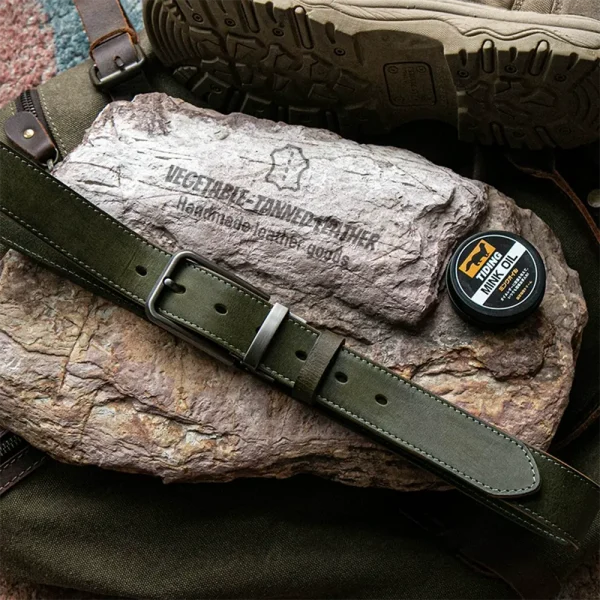 Japanese Vintage Handcrafted Full-Grain Leather Men's Belt Green