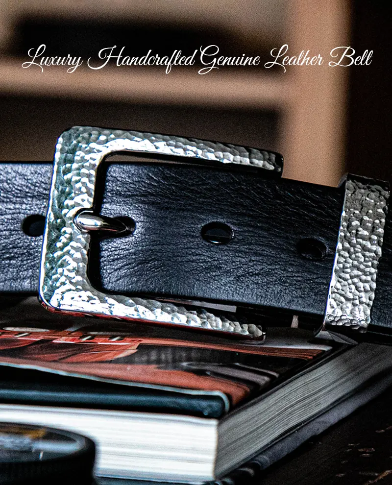 Luxury Handcrafted Hammered Buckle Genuine Leather Men's Belt