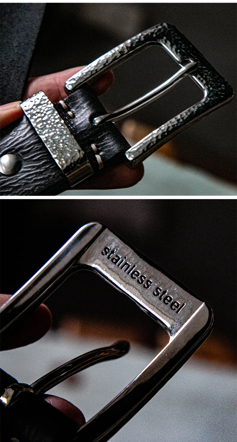 Luxury Handcrafted Hammered Buckle Genuine Leather Men's Belt