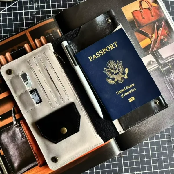 Premium Vintage Full-Grain Leather Passport Wallet for Travel