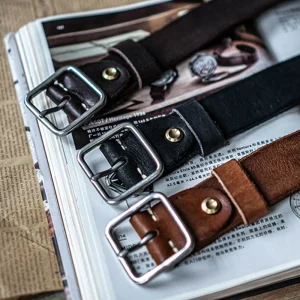 Vintage Versatile Genuine Leather Belt with Silver Square Buckle