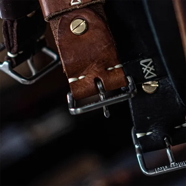 RSBE0037-z-02 Vintage Versatile Genuine Leather Belt with Silver Square Buckle