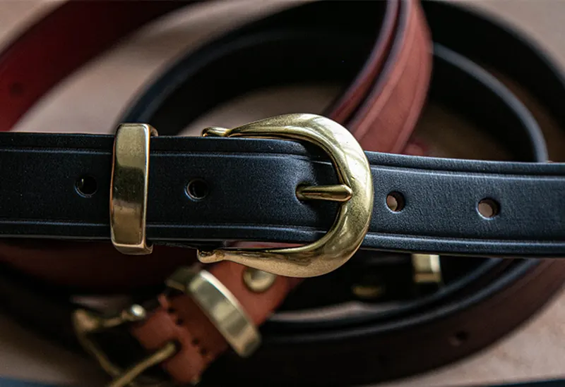 Artistic Full-Grain Leather Women's Versatile Skinny Belt