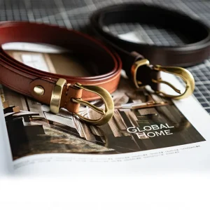 Artistic Full-Grain Leather Women's Versatile Skinny Belt