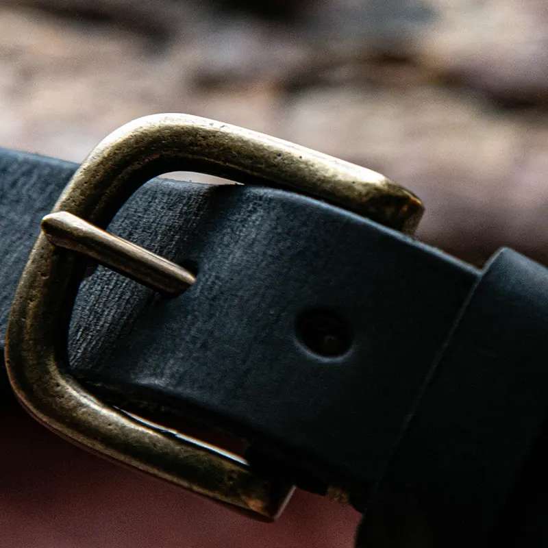 Artistic Vintage Men's Leather Belt with Brass Buckle