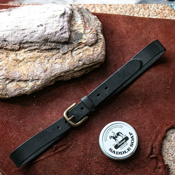 Artistic Vintage Men's Leather Belt with Brass Buckle