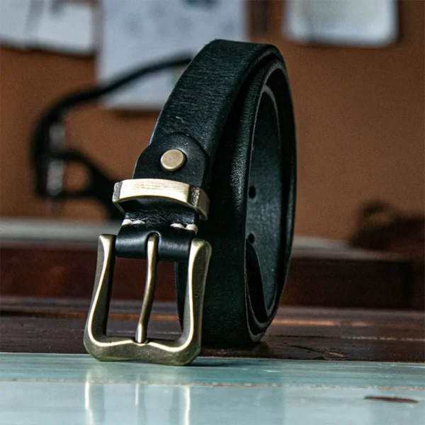 Artistic Vintage Versatile Full-Grain Leather Women's Fashion Belt Black