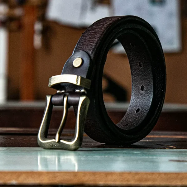 Artistic Vintage Versatile Full-Grain Leather Women's Fashion Belt Coffee