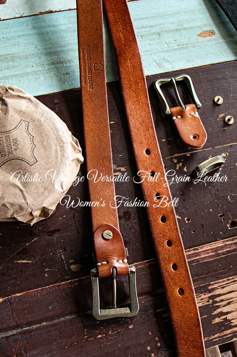 Artistic Vintage Versatile Full-Grain Leather Women's Fashion Belt