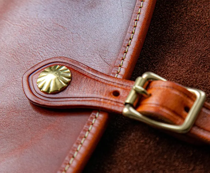 Colorblock Full-Grain Leather Messenger Style Crossbody Bag