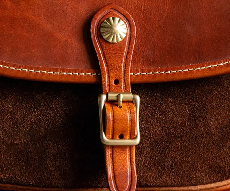 Colorblock Full-Grain Leather Messenger Style Crossbody Bag