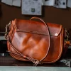 Colorblock Full-Grain Leather Messenger Style Crossbody Bag
