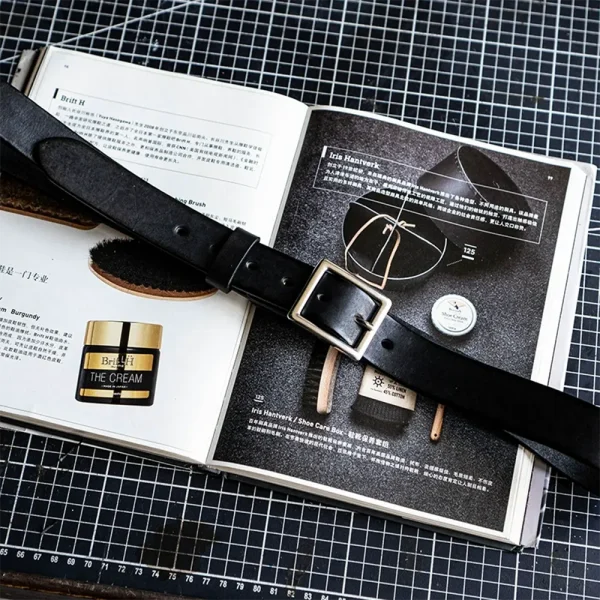 Versatile Minimalist Full-Grain Genuine Leather Men's Belt Black