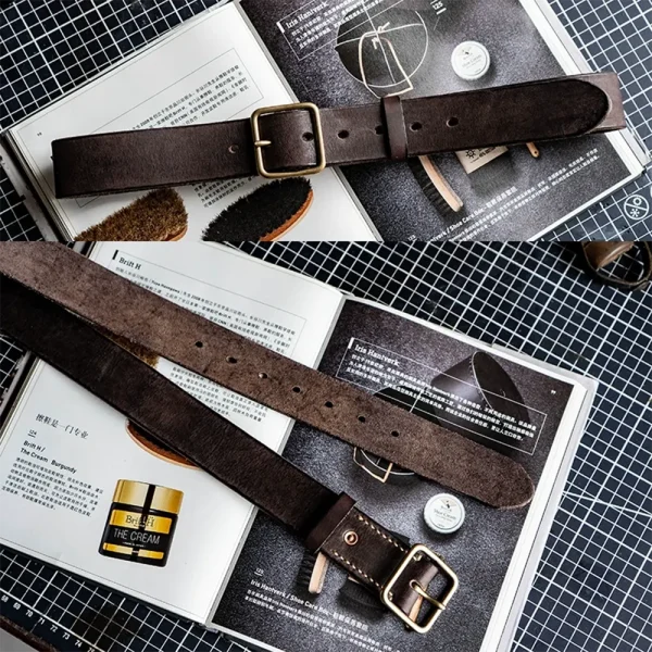 High-End Vintage Rugged Handcrafted Full-Grain Leather Belt