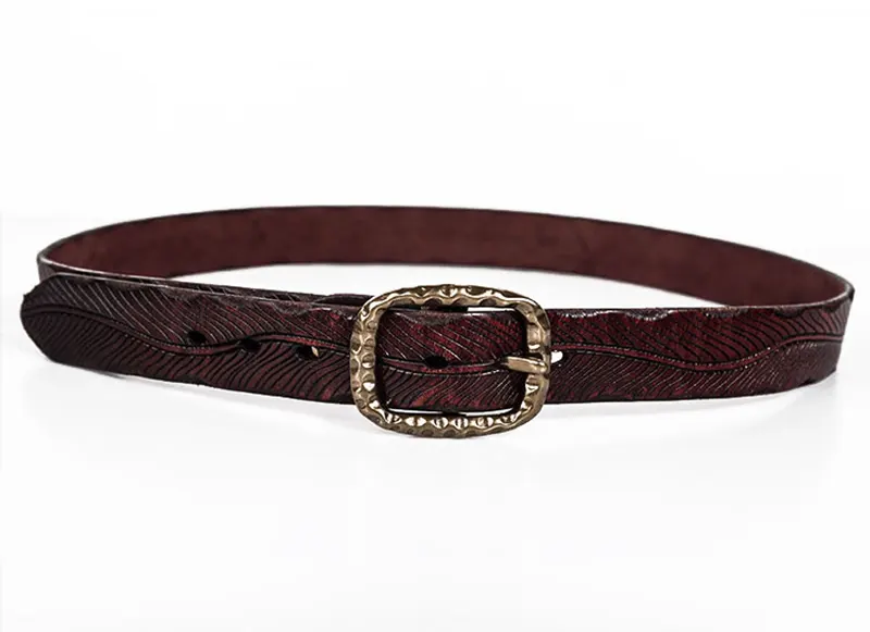 Exclusive Vintage Brass Buckle Rugged Full-Grain Leather Belt