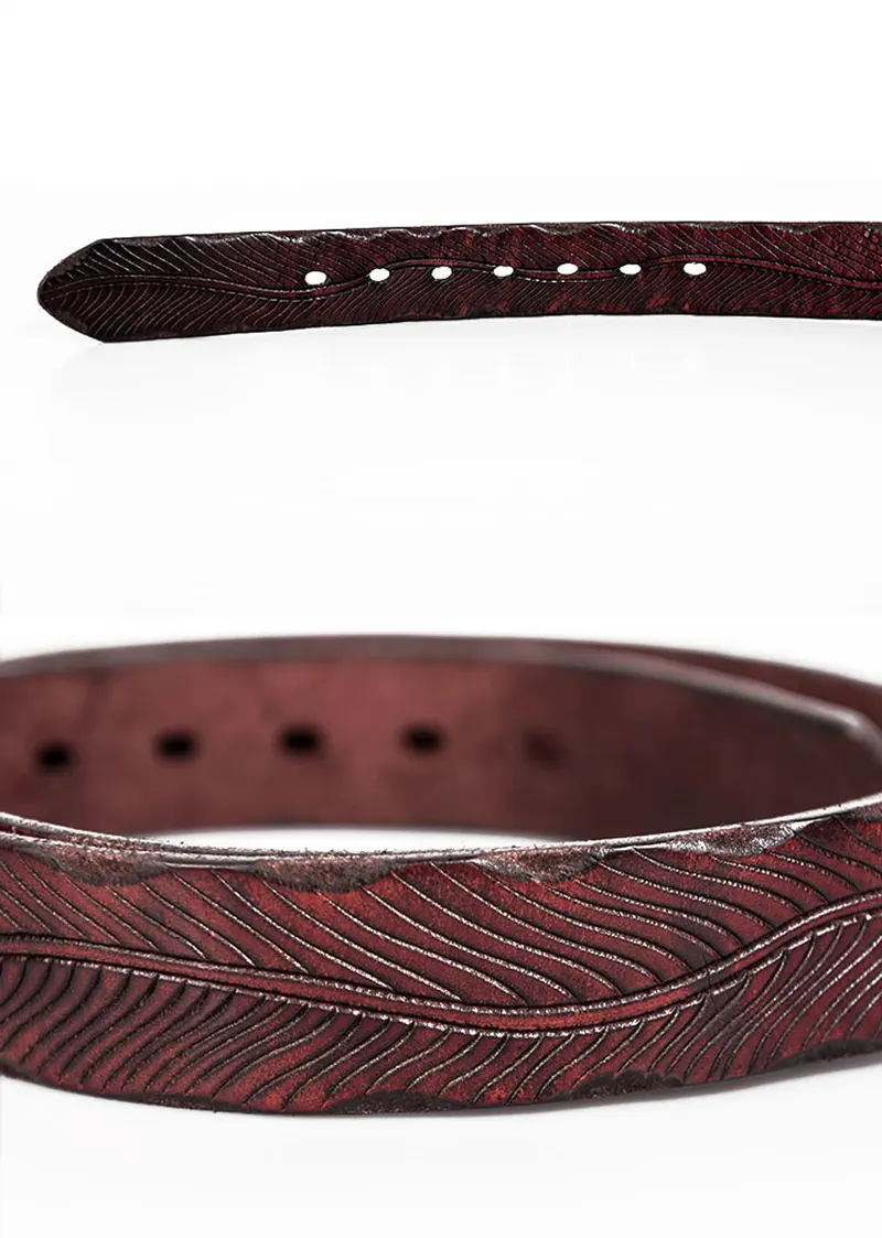 Exclusive Vintage Brass Buckle Rugged Full-Grain Leather Belt